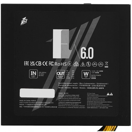 Блок питания 1STPLAYER FK 6.0 черный, PS-600FK