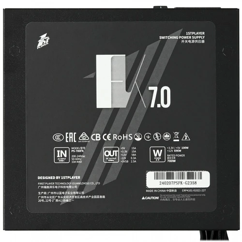 Блок питания 1STPLAYER FK 7.0 черный, PS-700FK