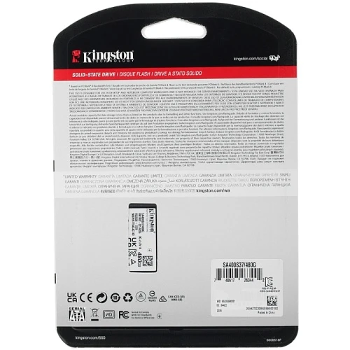 SSD накопитель Kingston A400 480Gb 2.5" SATA, SA400S37/480G