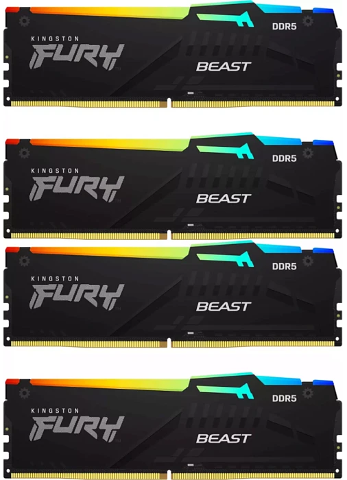Оперативная память Kingston FURY Beast Black RGB 64Gb 5600Mhz, KIT 4*16Gb, KF556C40BBAK4-64