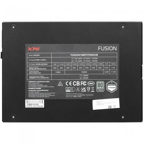 Блок питания ADATA XPG FUSION 1600 TITANIUM черный, FUSION1600T-BKCEU