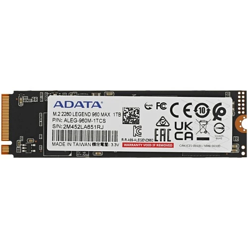 SSD накопитель ADATA LEGEND 960 MAX 1Tb M.2 NVMe, ALEG-960M-1TCS